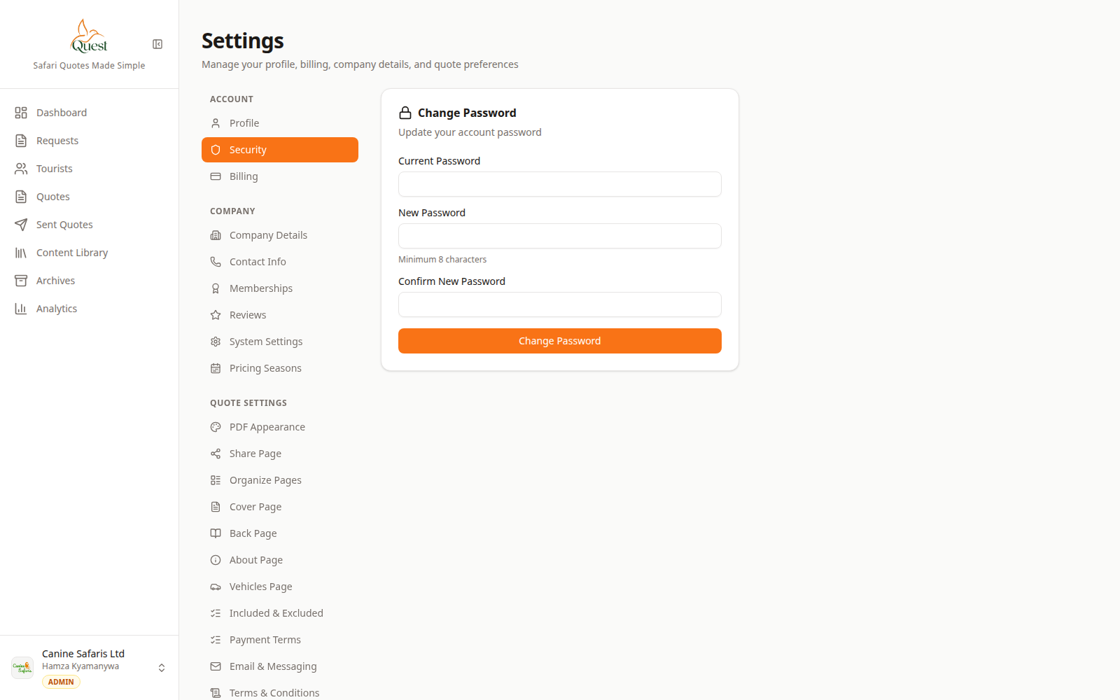 Security settings