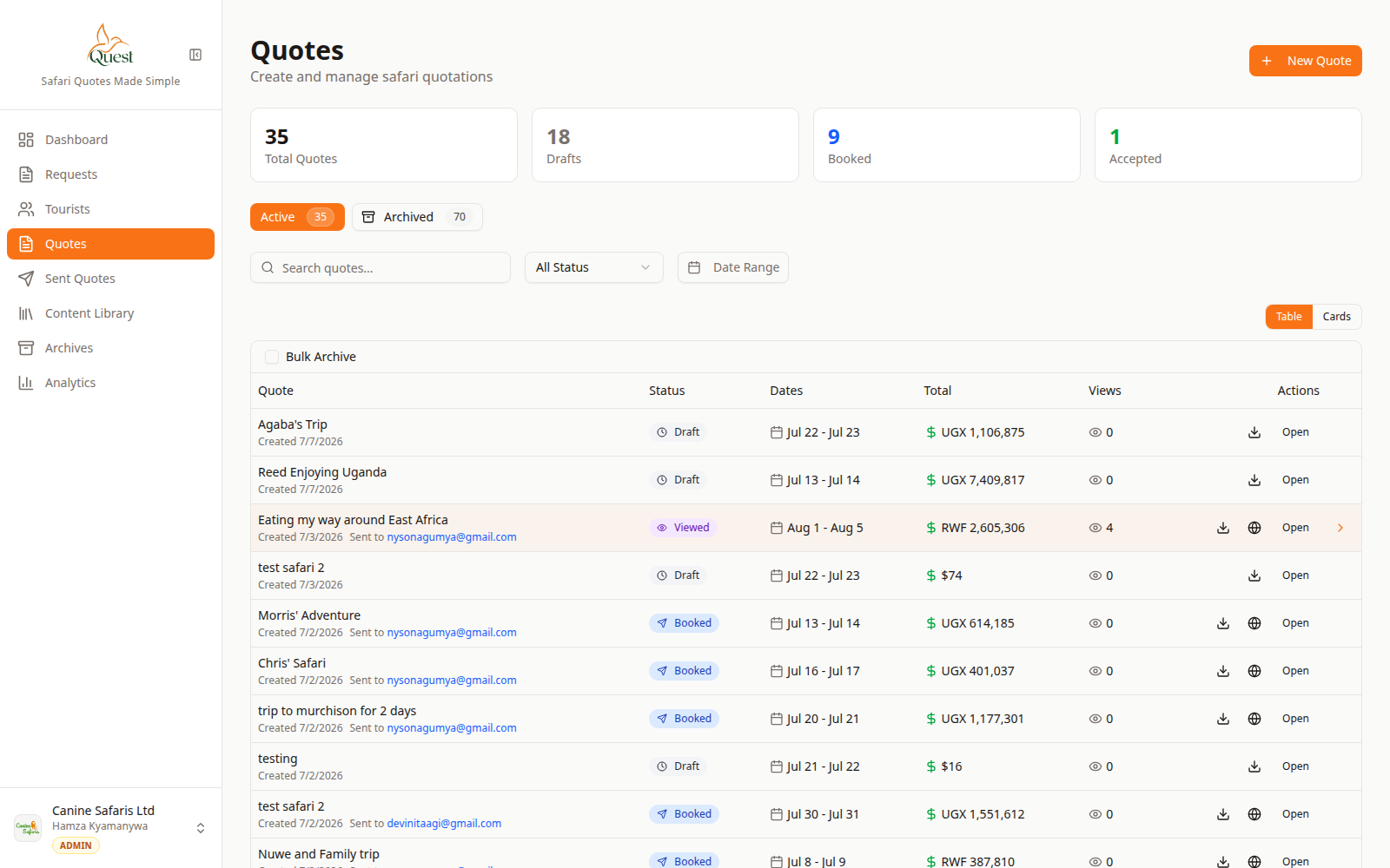 Quotes list